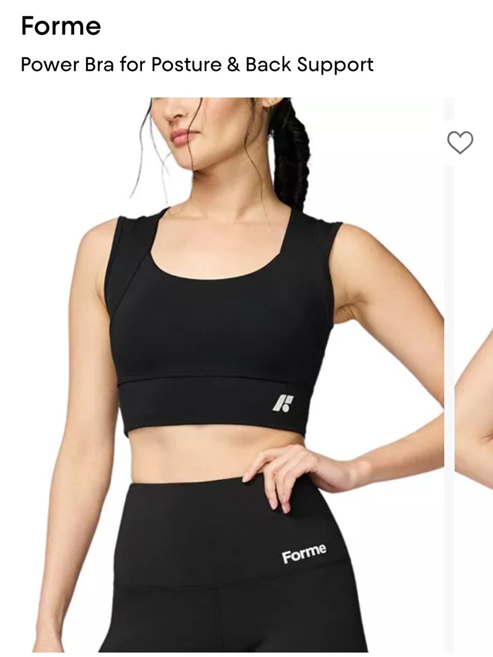 Forme Black Supportive Power Sports Bra